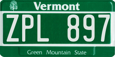 VT license plate ZPL897
