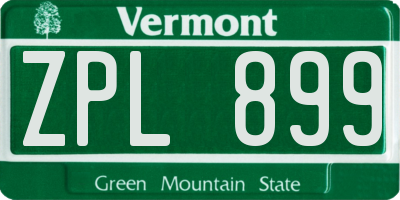 VT license plate ZPL899