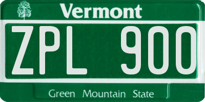 VT license plate ZPL900