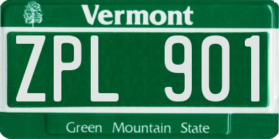 VT license plate ZPL901
