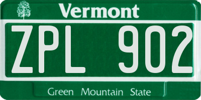 VT license plate ZPL902