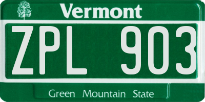 VT license plate ZPL903
