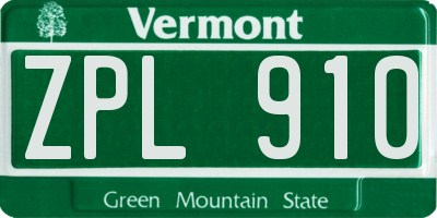 VT license plate ZPL910
