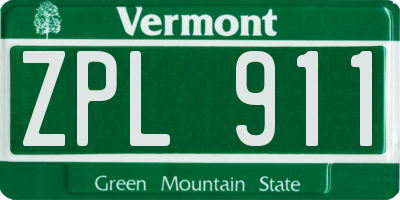 VT license plate ZPL911