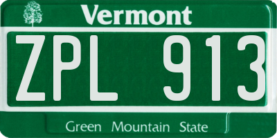 VT license plate ZPL913