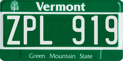 VT license plate ZPL919