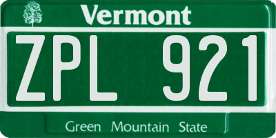 VT license plate ZPL921