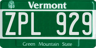 VT license plate ZPL929