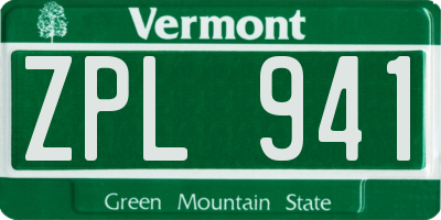 VT license plate ZPL941