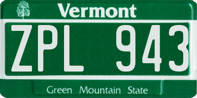 VT license plate ZPL943