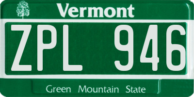 VT license plate ZPL946