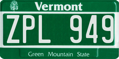 VT license plate ZPL949