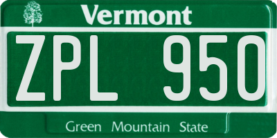 VT license plate ZPL950