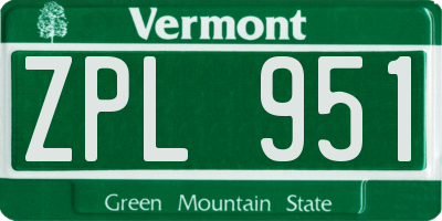 VT license plate ZPL951
