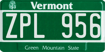 VT license plate ZPL956
