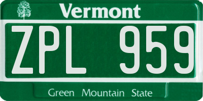 VT license plate ZPL959