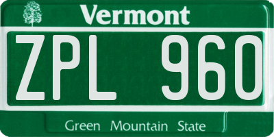 VT license plate ZPL960