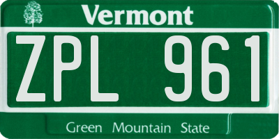 VT license plate ZPL961