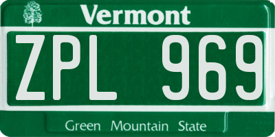 VT license plate ZPL969