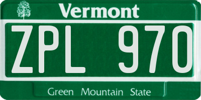 VT license plate ZPL970