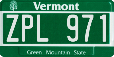 VT license plate ZPL971