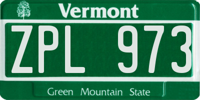 VT license plate ZPL973