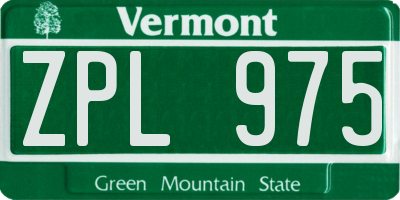 VT license plate ZPL975