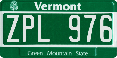 VT license plate ZPL976