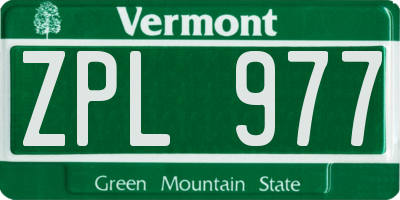 VT license plate ZPL977
