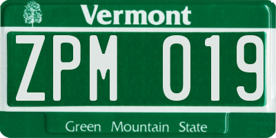 VT license plate ZPM019