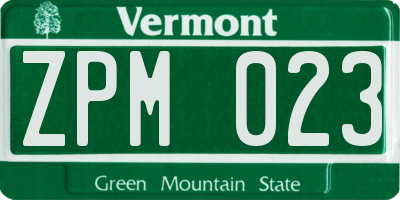 VT license plate ZPM023