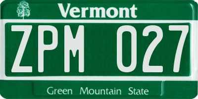 VT license plate ZPM027