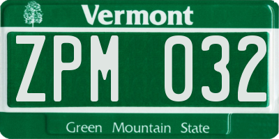 VT license plate ZPM032