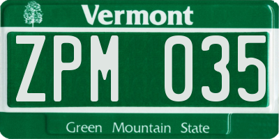VT license plate ZPM035