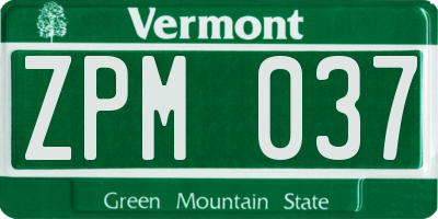 VT license plate ZPM037