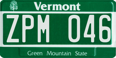 VT license plate ZPM046