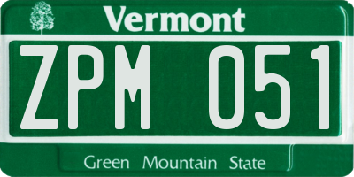 VT license plate ZPM051