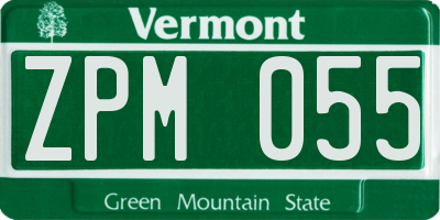 VT license plate ZPM055
