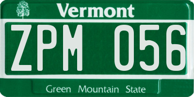 VT license plate ZPM056