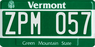 VT license plate ZPM057