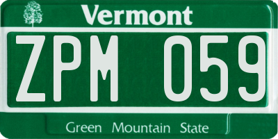 VT license plate ZPM059