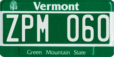 VT license plate ZPM060
