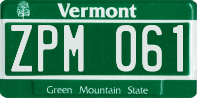 VT license plate ZPM061