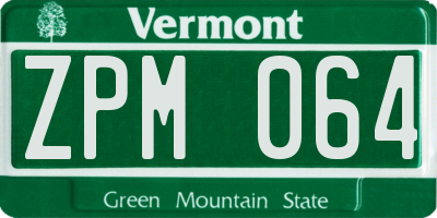 VT license plate ZPM064
