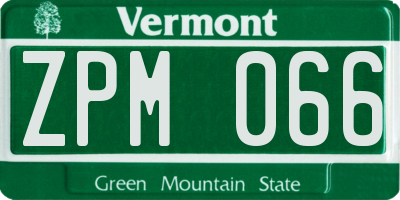 VT license plate ZPM066