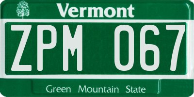 VT license plate ZPM067