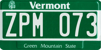 VT license plate ZPM073