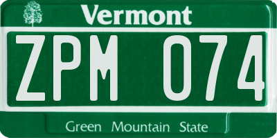VT license plate ZPM074