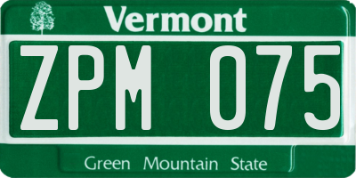 VT license plate ZPM075