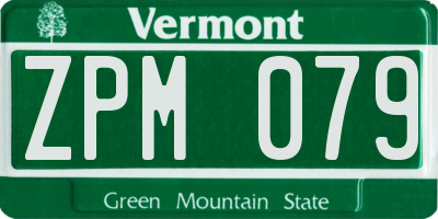 VT license plate ZPM079